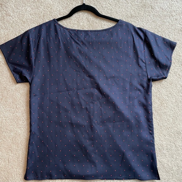 Jcrew, Red and navy blue silk top, size S - Picture 4 of 5